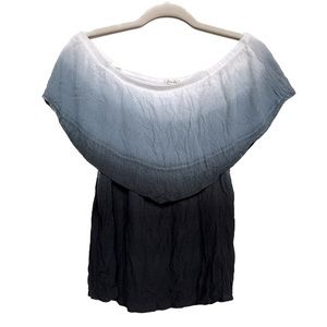Ultra Flirt Off the Shoulder Black Ombre Flounce Shirt